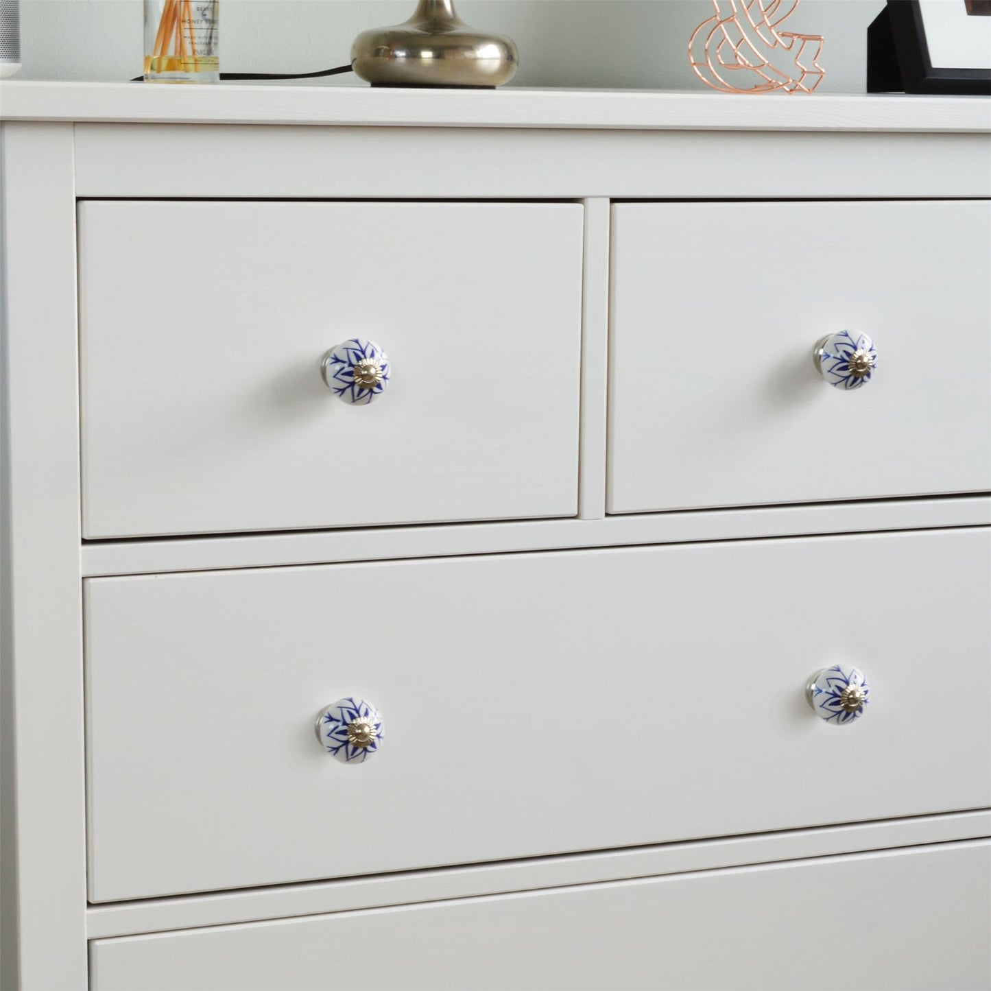 Round Ceramic Cabinet Knobs - Flower - 9 Colours