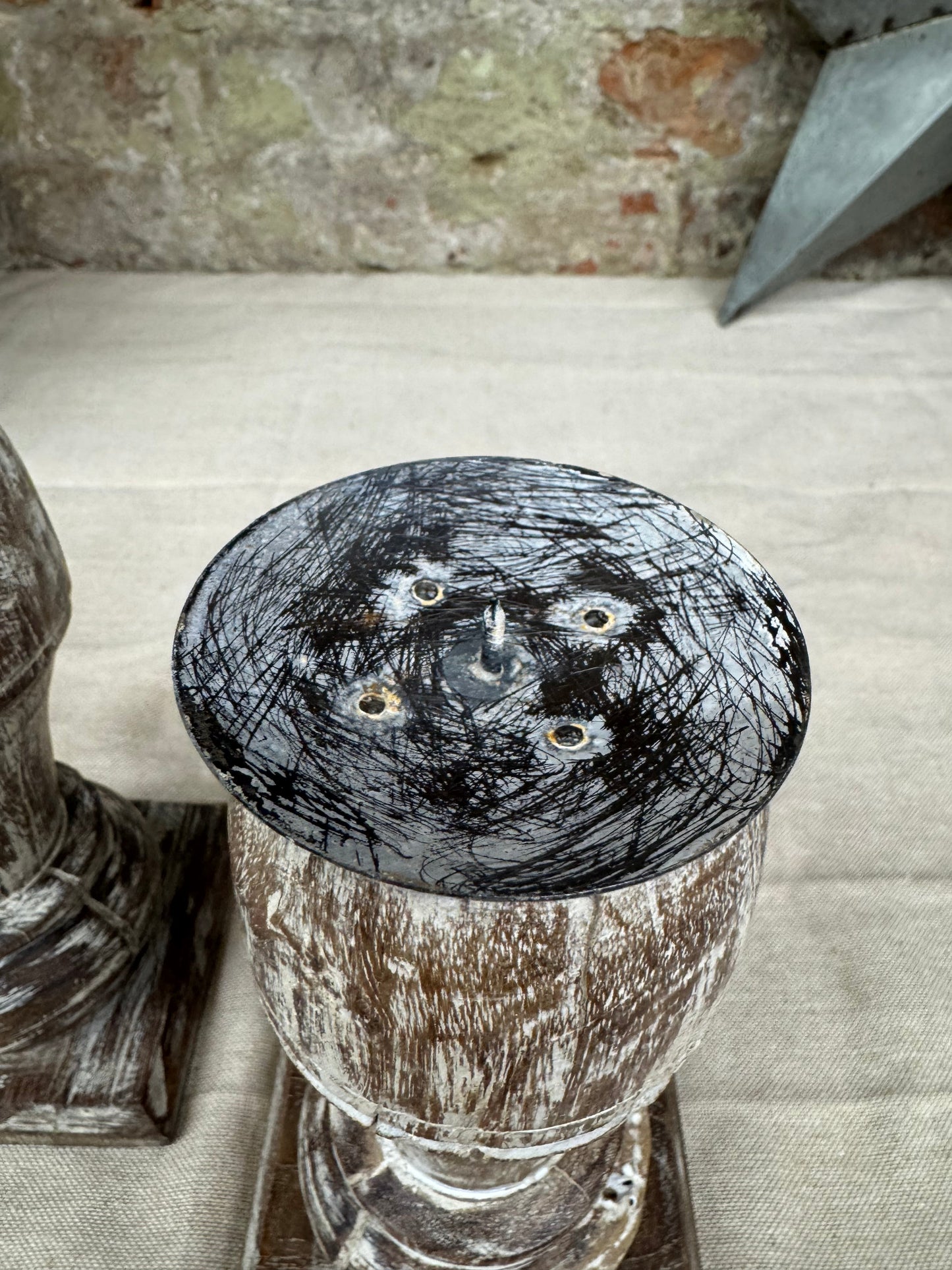 Pair Of Rustic Wooden Candle Holders / Large Church Candle Candlesticks /