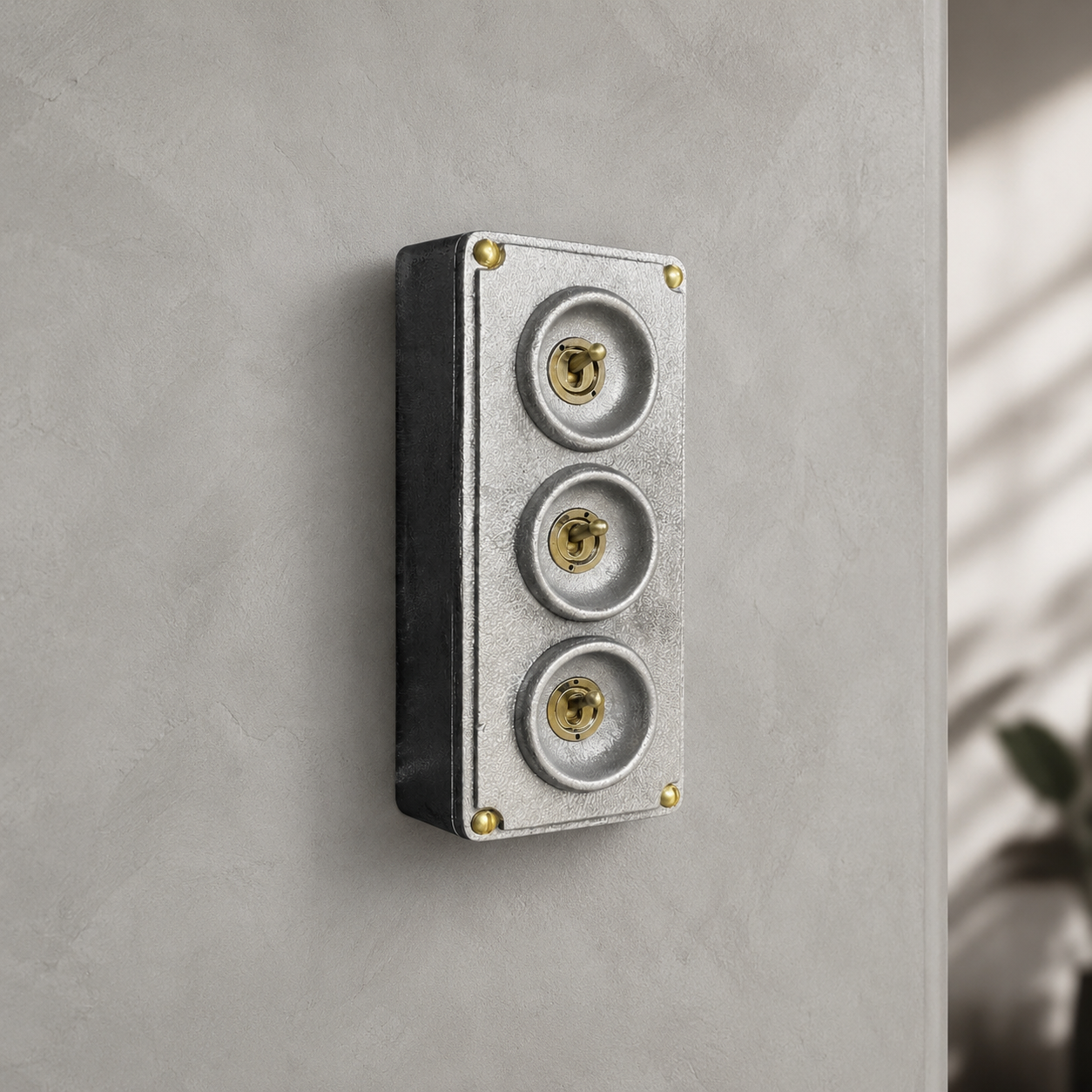 3 Gang 2 Way Solid Cast Metal Toggle Light Switch | Industrial Vintage Surface Mounted *Factory Second*