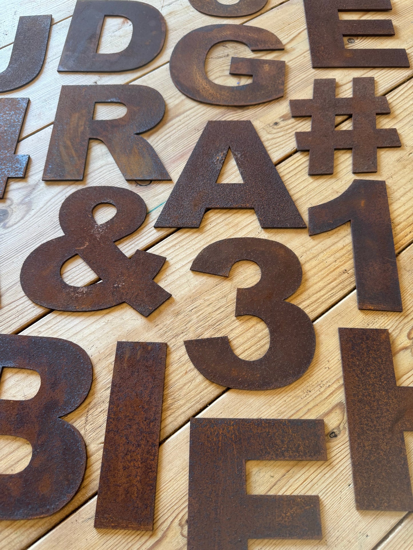 5” Rusty Metal Alphabet Letters A–Z | Fat Font Steel Lettering