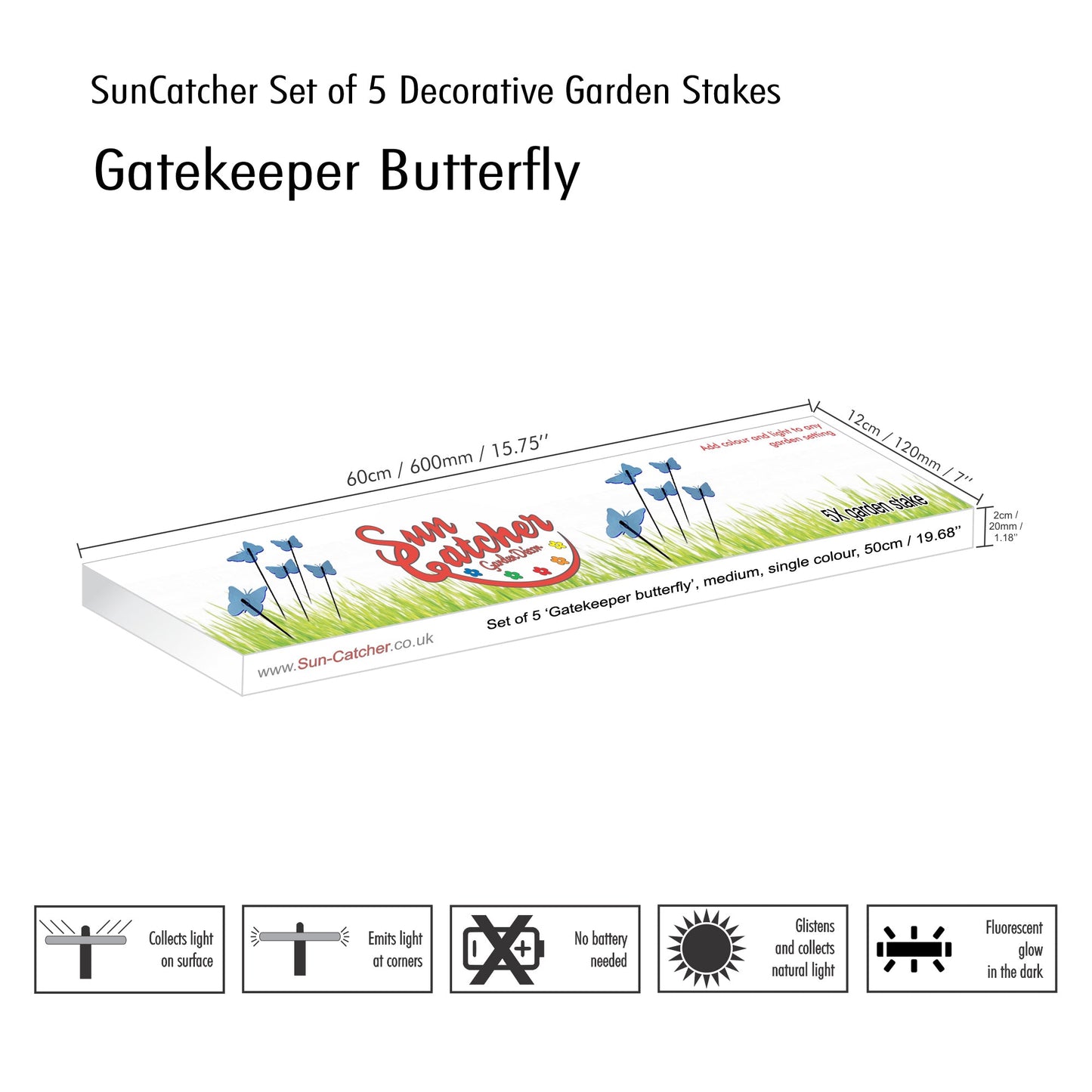 Garden Décor Ornaments Set of 5 'Gatekeeper Butterflies'