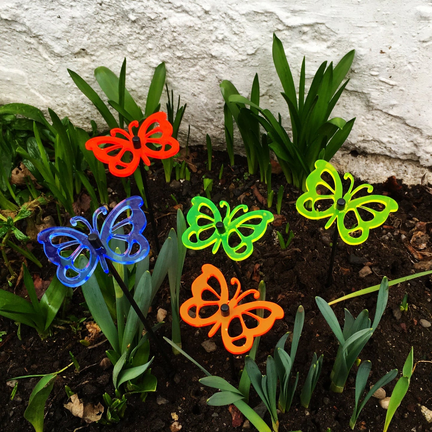 Large Garden Décor Ornaments Set of 5 'Comma Butterflies'