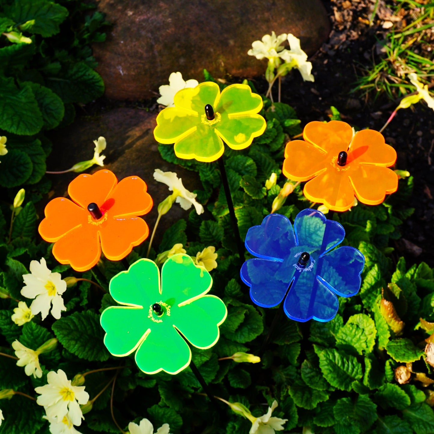 Small Garden Décor Ornaments Set of 5 'Double Blossom'