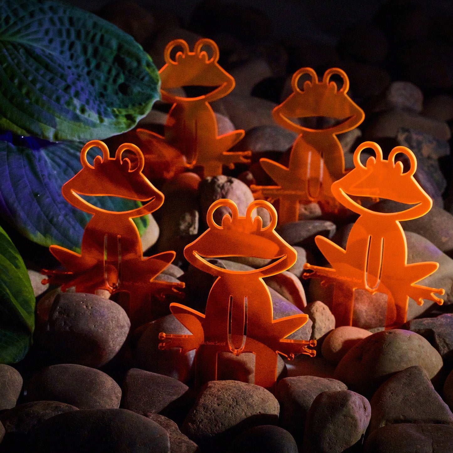 Garden Décor Ornament Stakes Set of 5 'Happy Frogs'