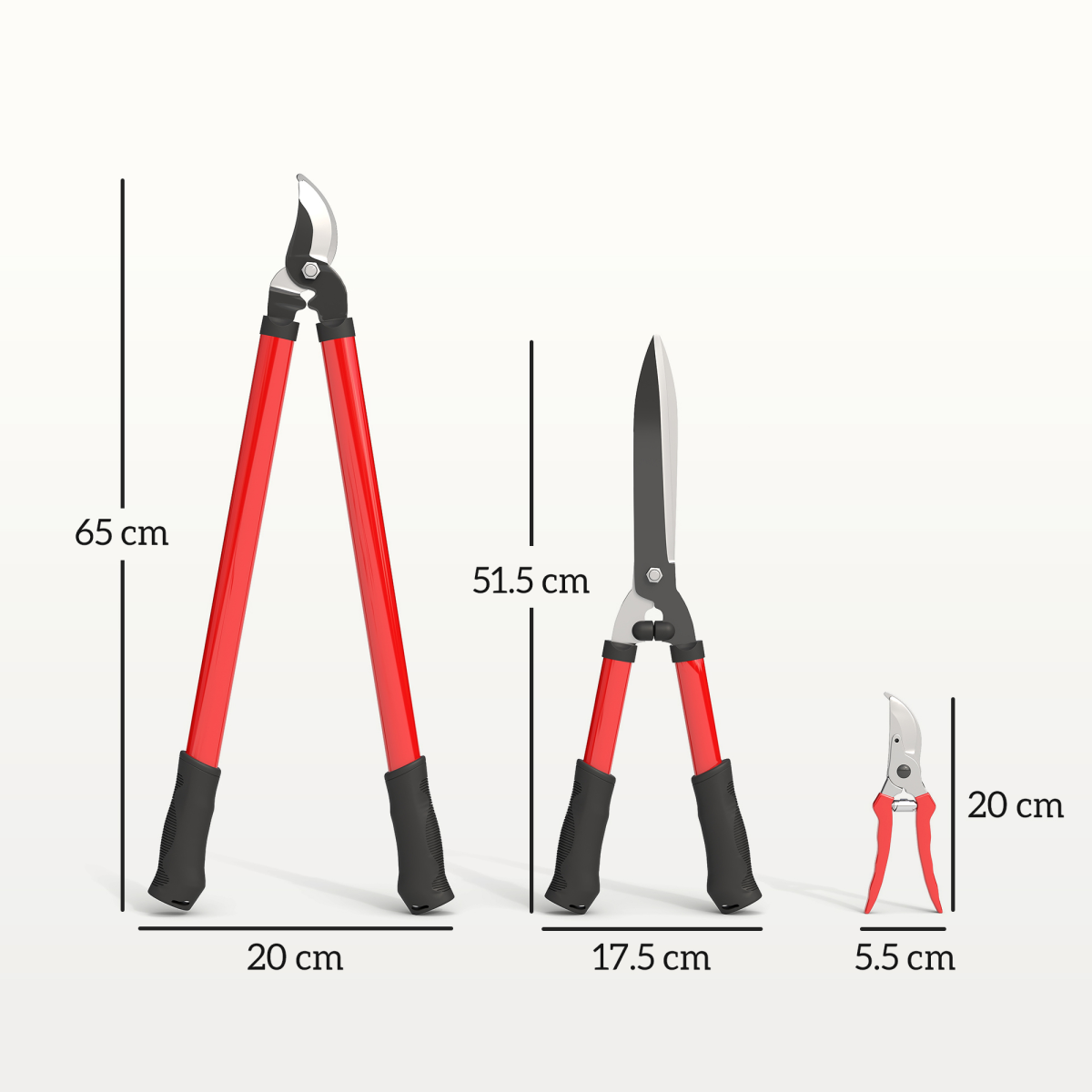 Outsunny 3 PC Garden Shears Set w/ Hedge Shears, Lopper, Garden Secateurs
