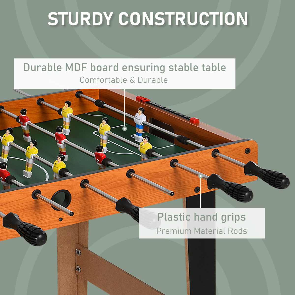 Wooden Soccer Football Table 84.5cm Arcades Game Room Bar, 2 Foosballs HOMCOM