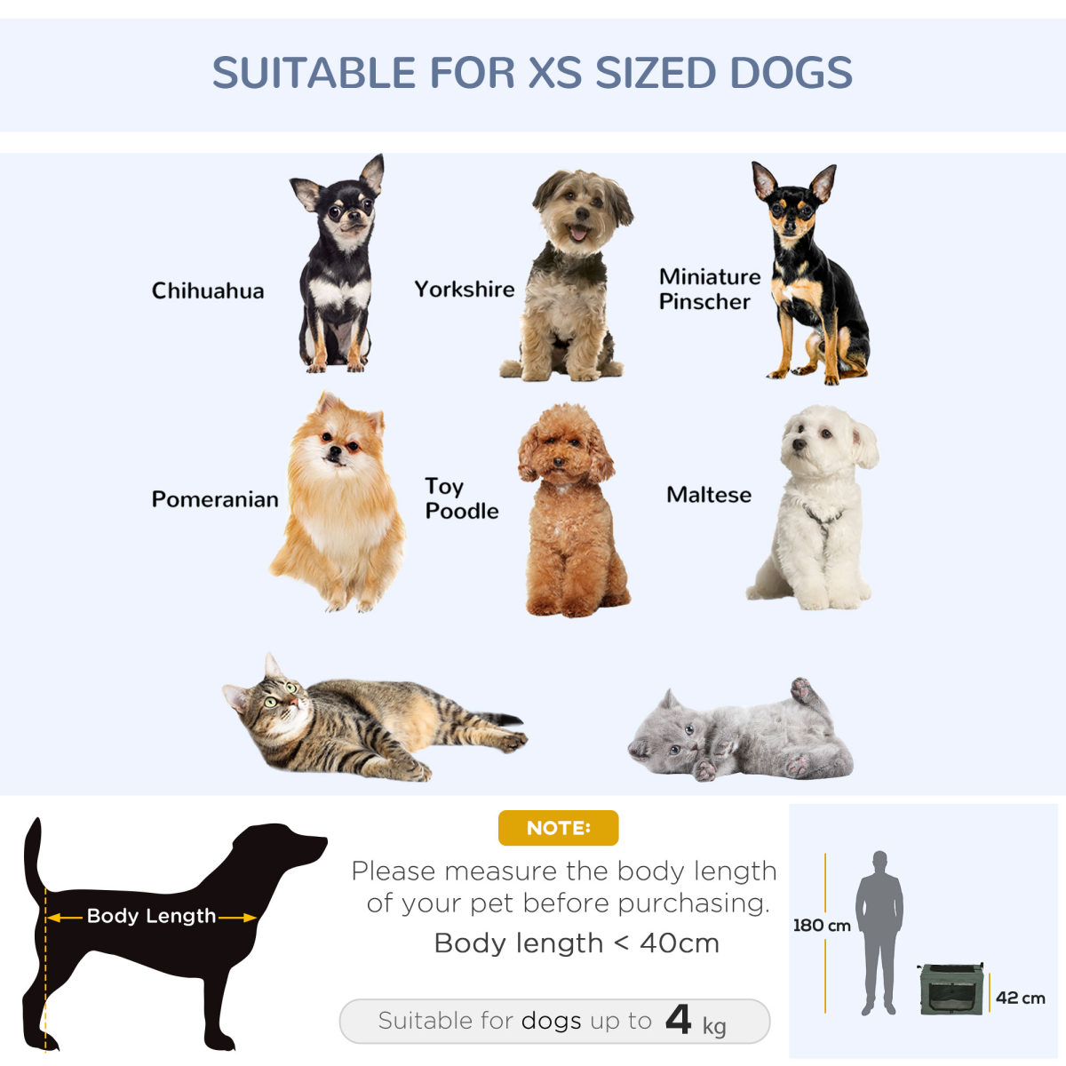 60cm Foldable Pet Carrier Cat Bag w/ Cushion for Cats and Miniature Dogs - Grey