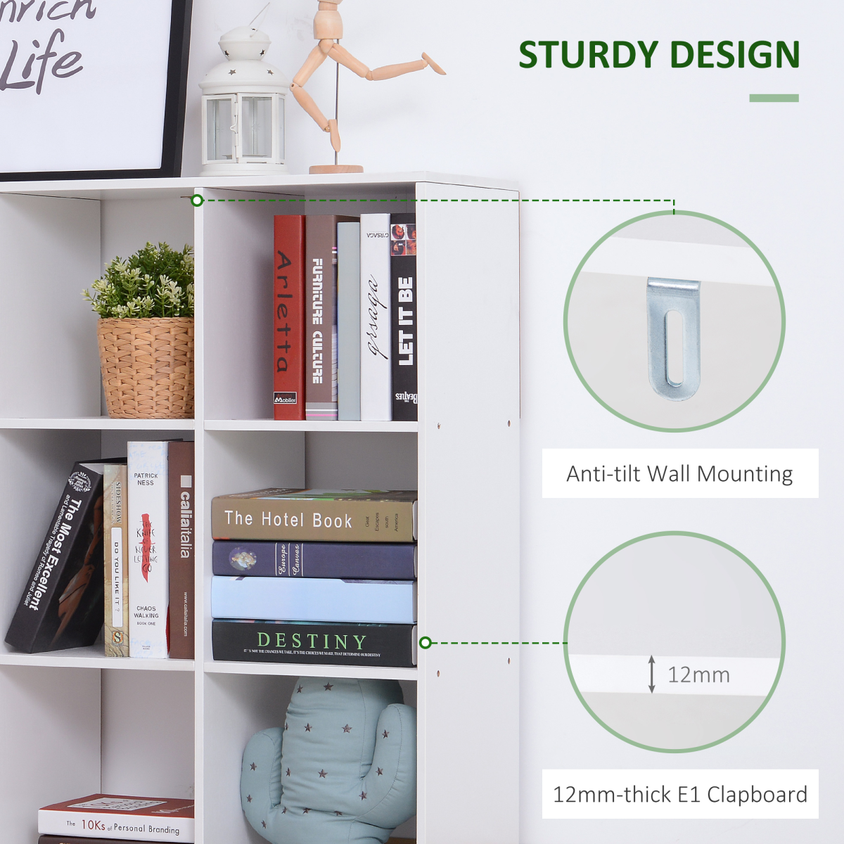 HOMCOM 9 Cube Storage Cupboard Bookcase Bookshelf Home Office, White