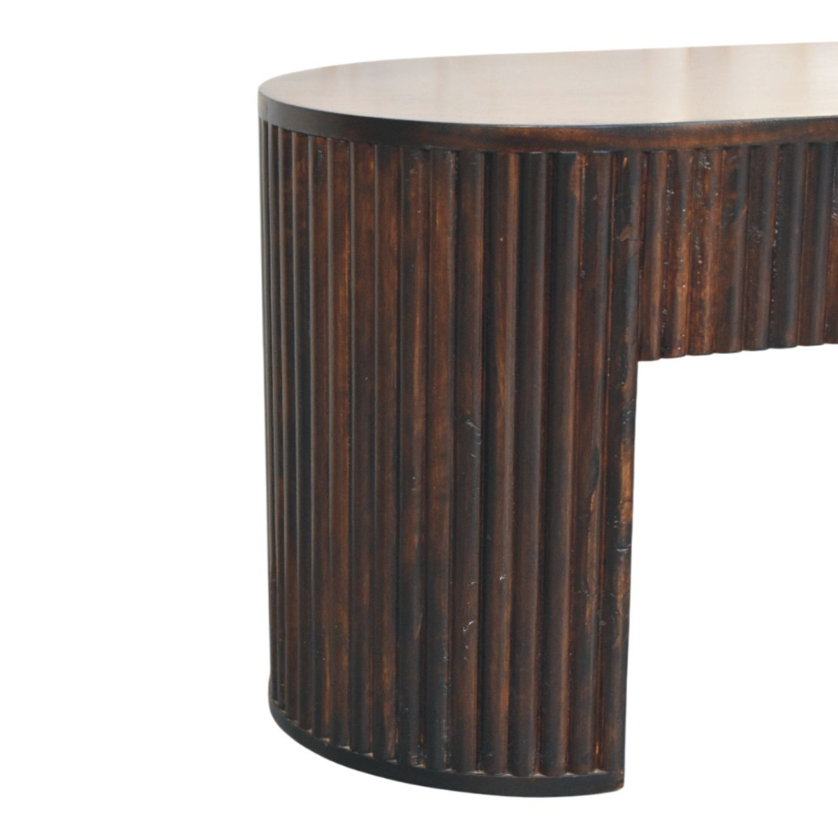 Artisan Furniture Solid Wood Velvet Mocha Fluted Bench, Dark Brown
