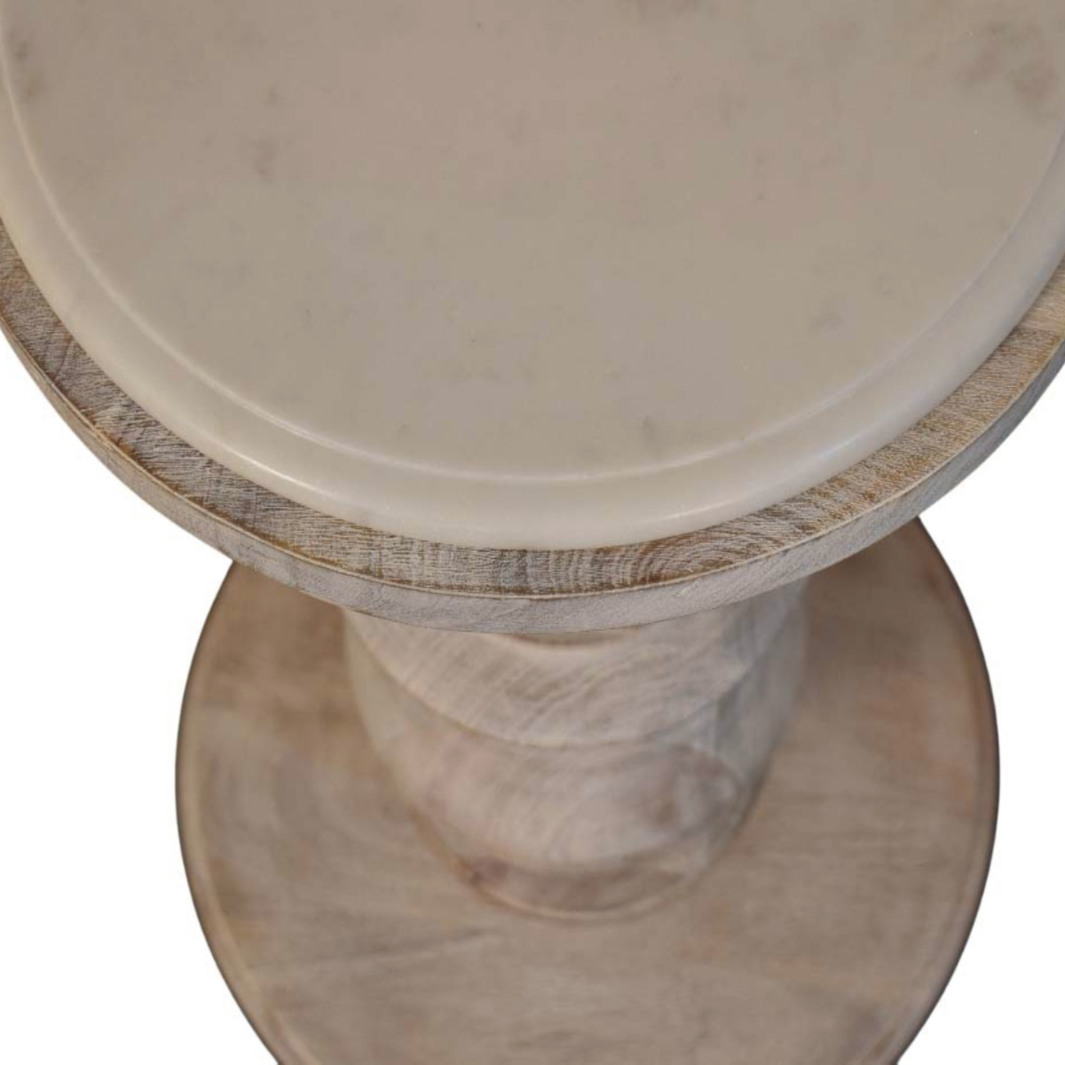 Artisan Furniture Solid Wood The Bellis Marble Accent Table, Beige