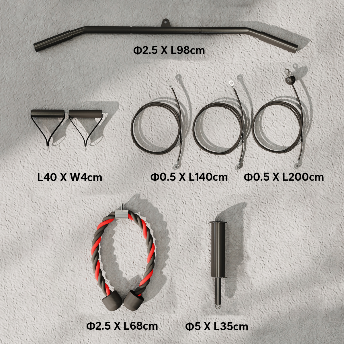 Weight Cable Pulley System for Home Gym with Universal Loading Pin