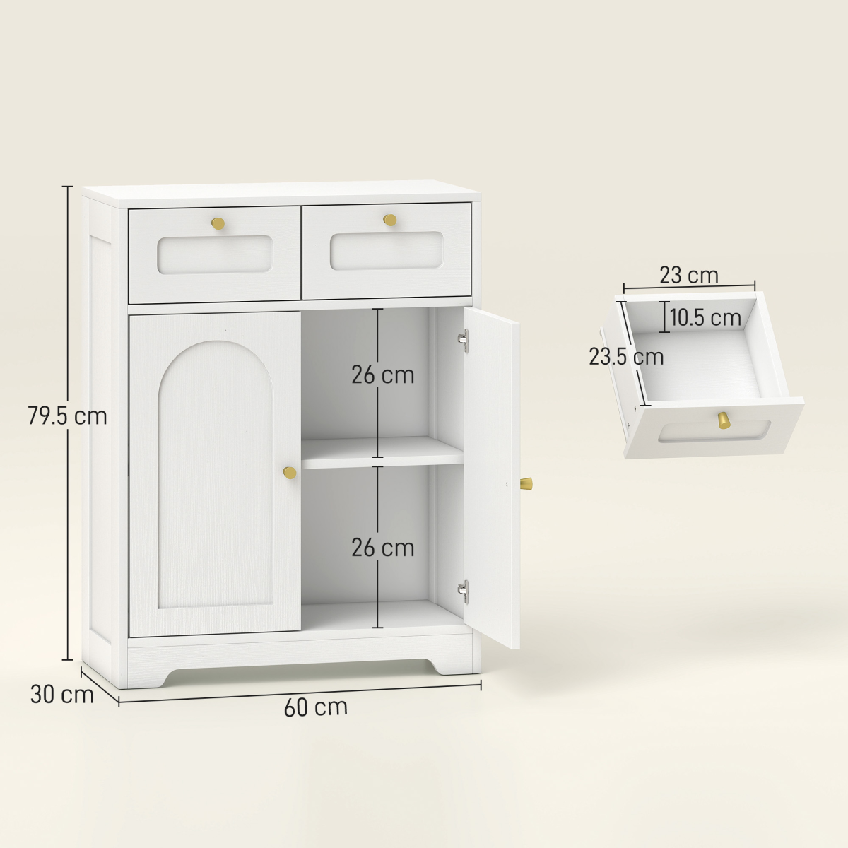 HOMCOM Bathroom Floor Cabinet, Bathroom Storage Unit with 2 Doors, White