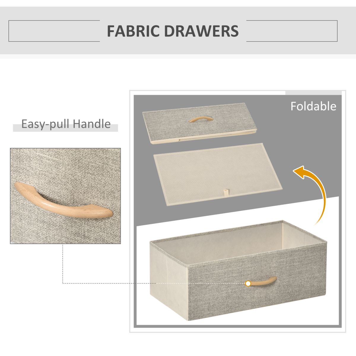 Chest of Drawers with 4 Fabric Bins  White