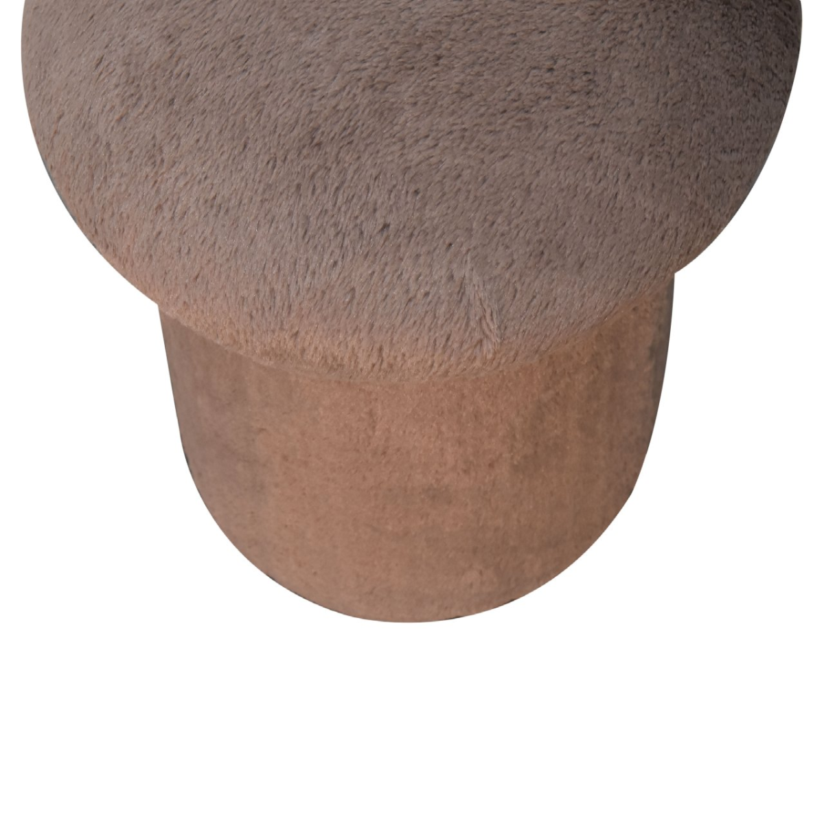 Artisan Furniture Solid Mango Wood Mocha Faux Fur Mushroom Footstool