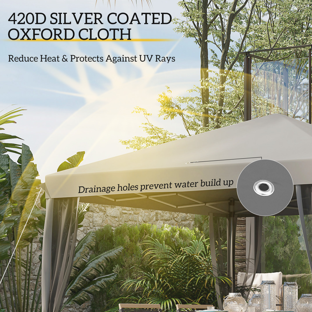Heavy Duty Pop Up Gazebo with Removable Mesh Sidewall Netting Gray