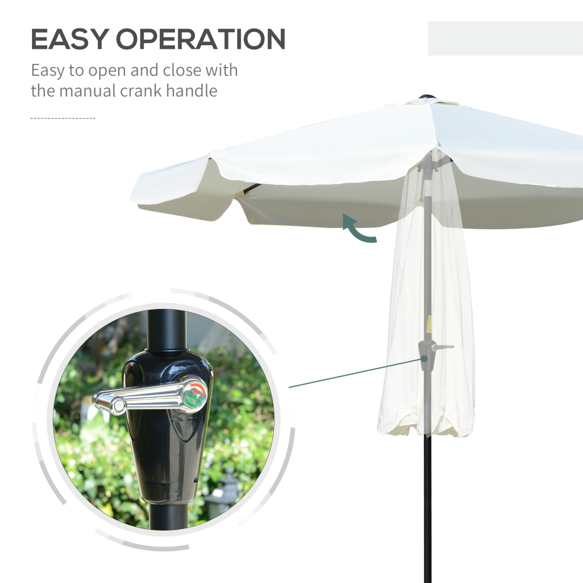 2.66m Patio Umbrella Parasol Outdoor Cream White