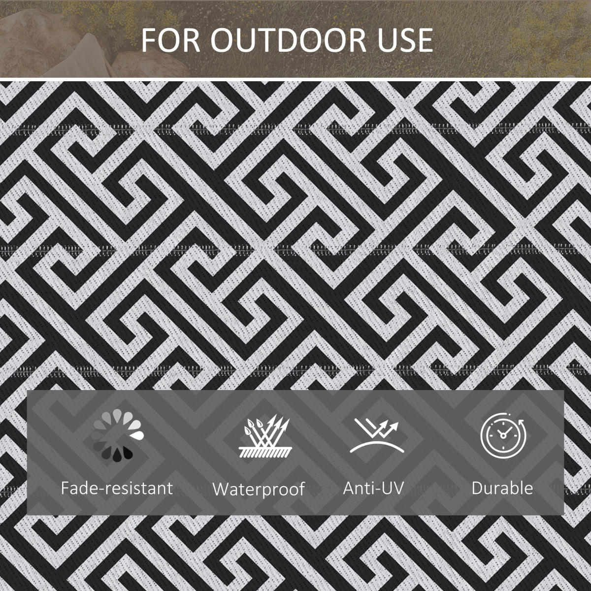 Outsunny 182x274cm Reversible Outdoor Rug Portable Plastic Straw RV Camping Mat