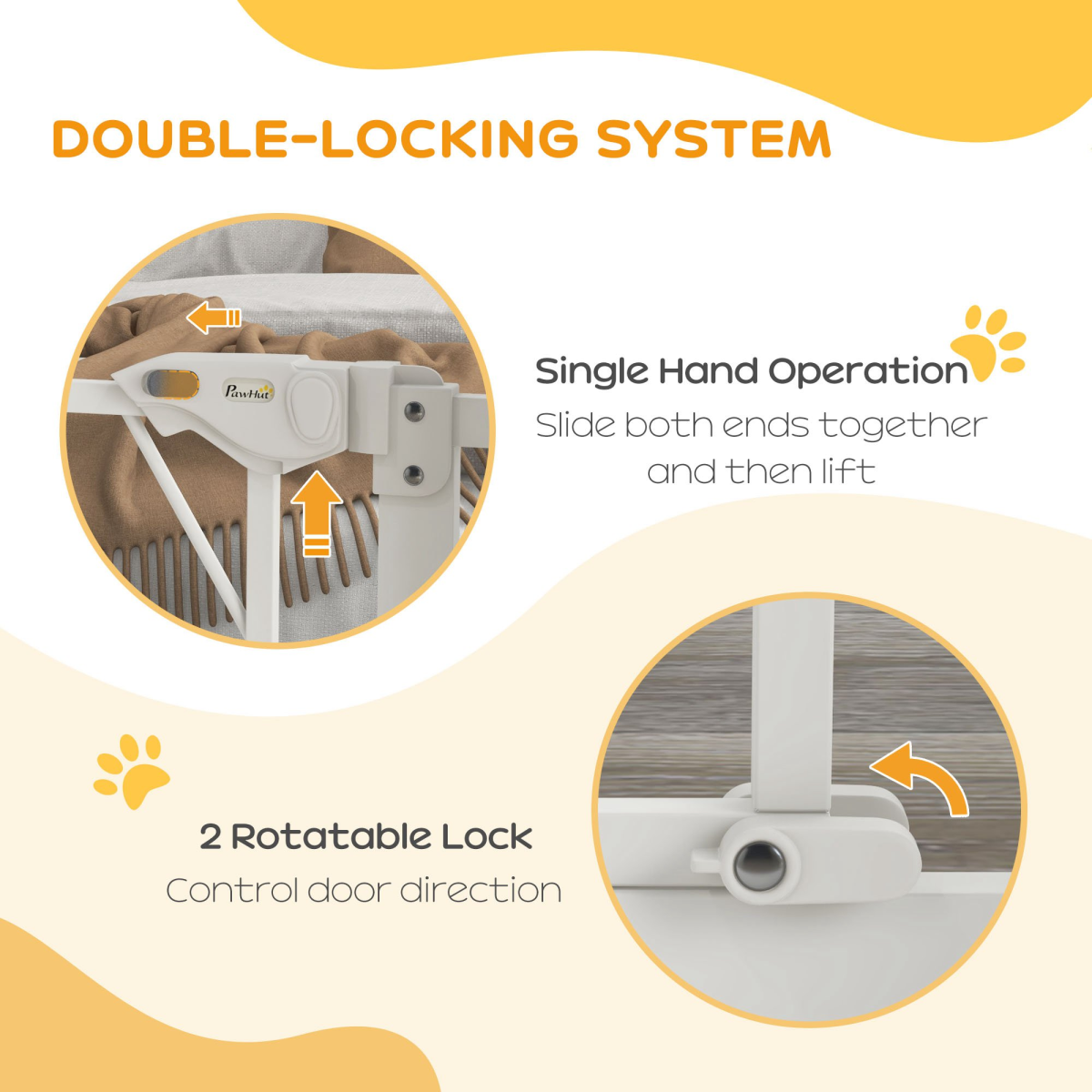 Pressure Fit Safety Gate w/ Auto Closing Door, Double Locking, Openings 74-80cm