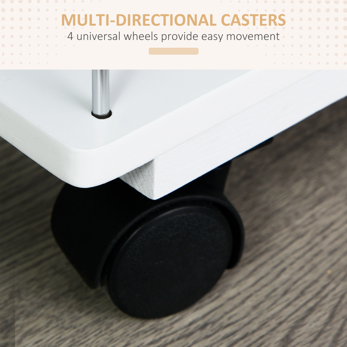 Multi-Use Kitchen Island Trolley 4 Baskets 2 Side Racks Drawer Wheels White