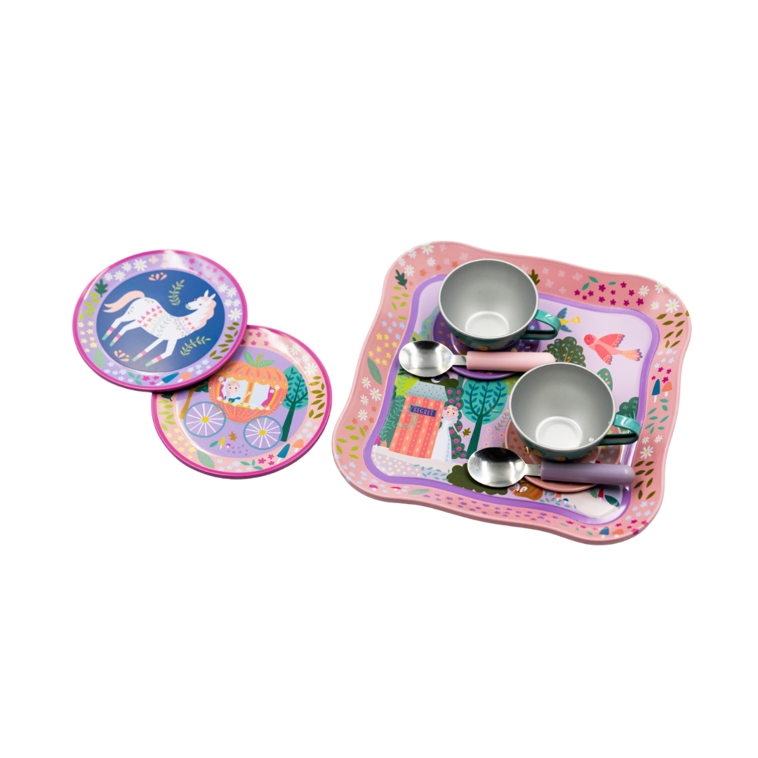 Musical Tin Tea Set 11 Piece - Fairy Tale
