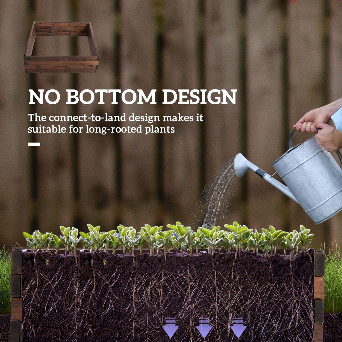 Wooden Raised Garden Bed Planter Grow Containers Pot 80 x 80 x 22.5cm