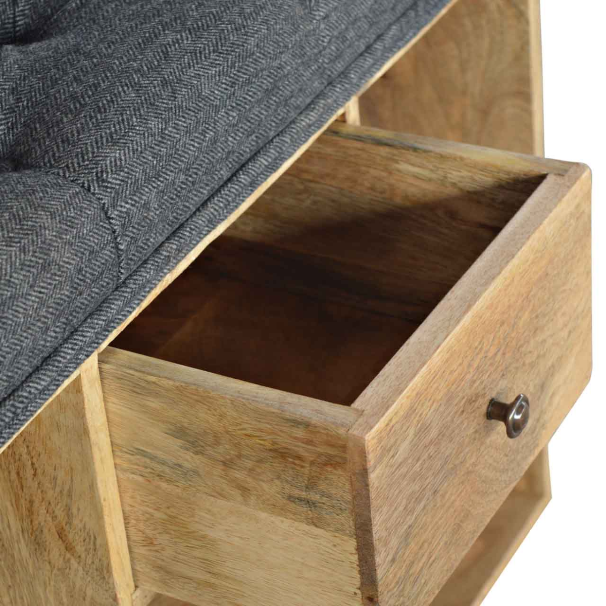 Artisan Furniture Solid Wood Black Tweed 1 Drawer Bench