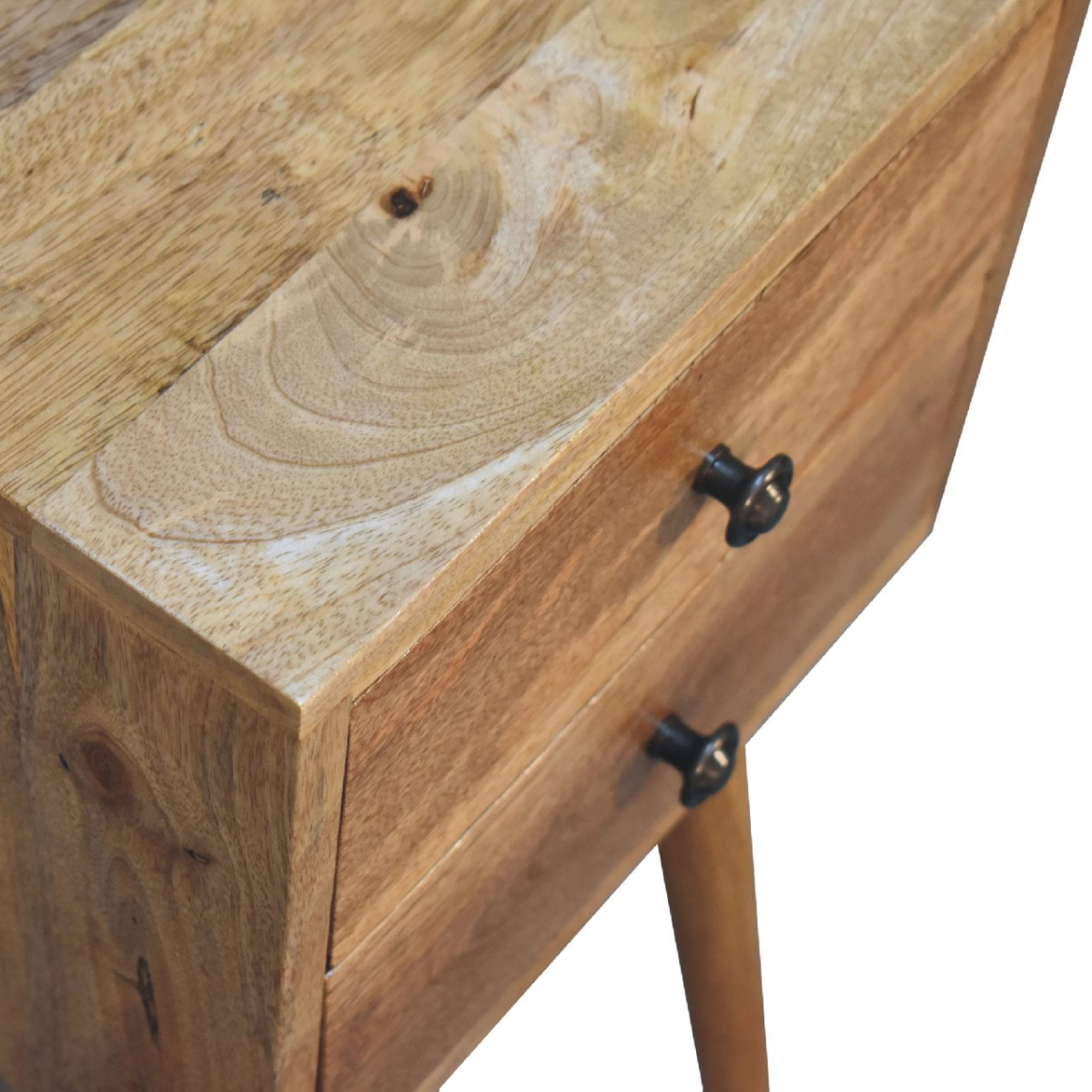 Artisan Furniture Solid Wood Mini 2 Drawer Oak-ish Bedside, Brown