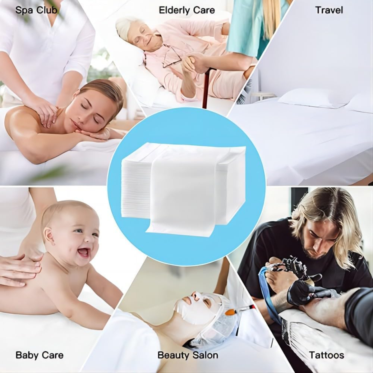 Disposable Massage Bed Face Covers, Non-Woven Fabric of Beauty Chair Sheets, Oil-Waterproof Spa Bed Sheets for Beauty Salon, Hotels, Tattoo