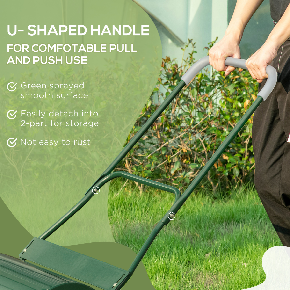 Steel Lawn Grass Roller 50L  cm-Green