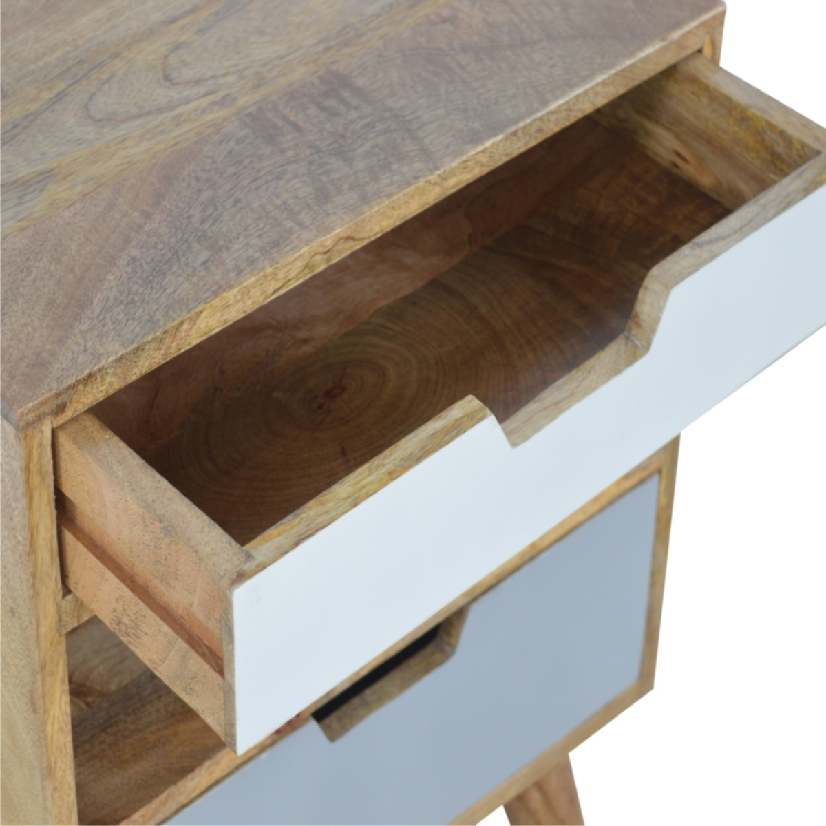 Artisan Furniture Solid Wood Grey and White Cut-out Bedside