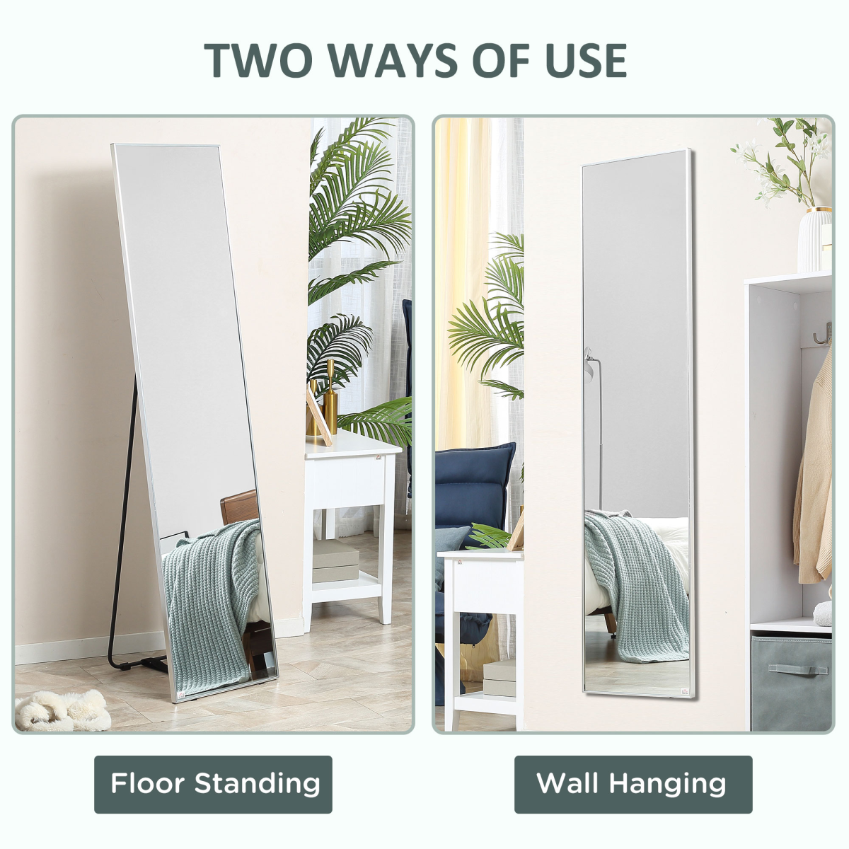 Full Length Mirror Dressing Mirror Wall-Mounted Entryway Black Frame