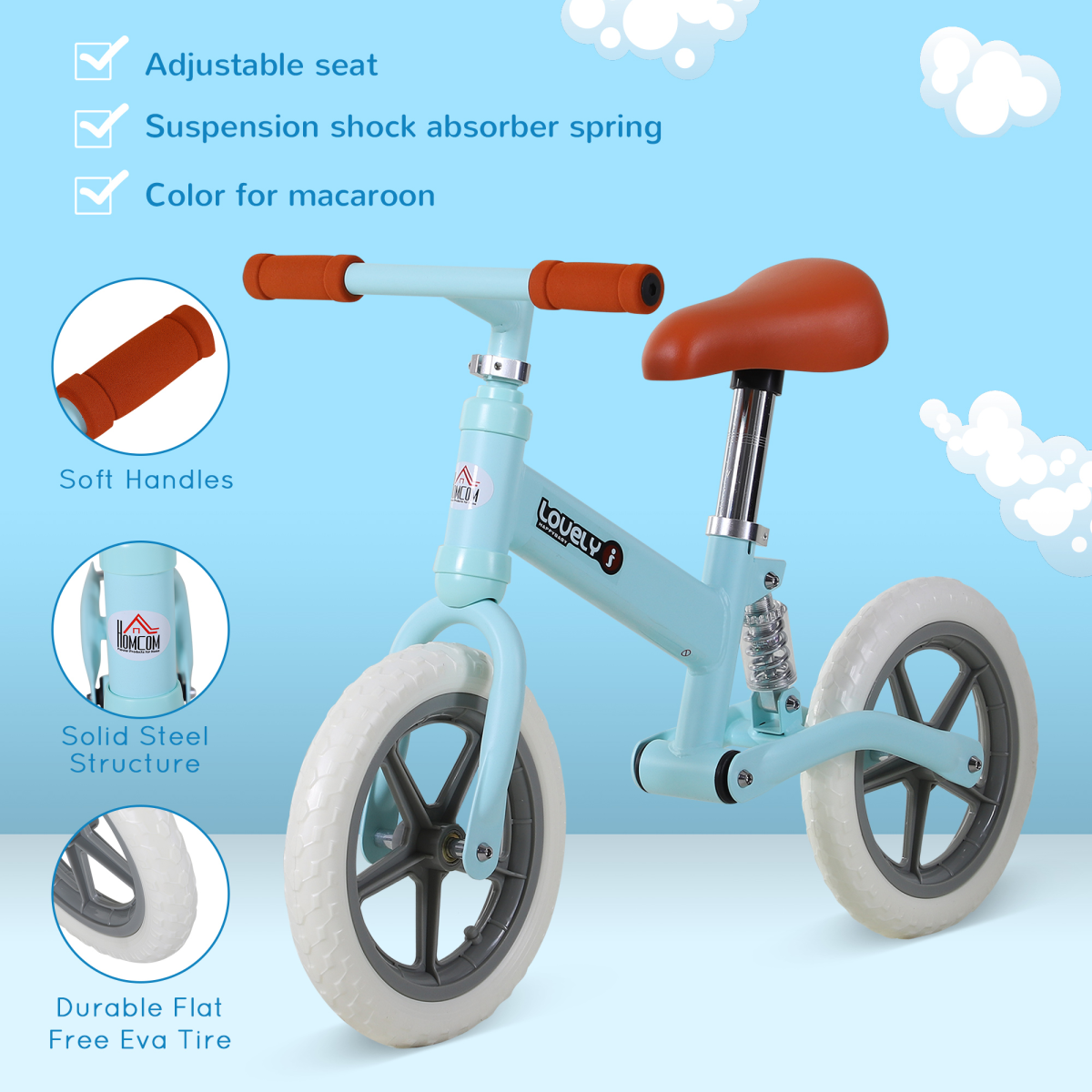 Kid Balance Bike ChildrenBicycle Adjustable Seat 2-5 Years No Pedal  HOMCOM
