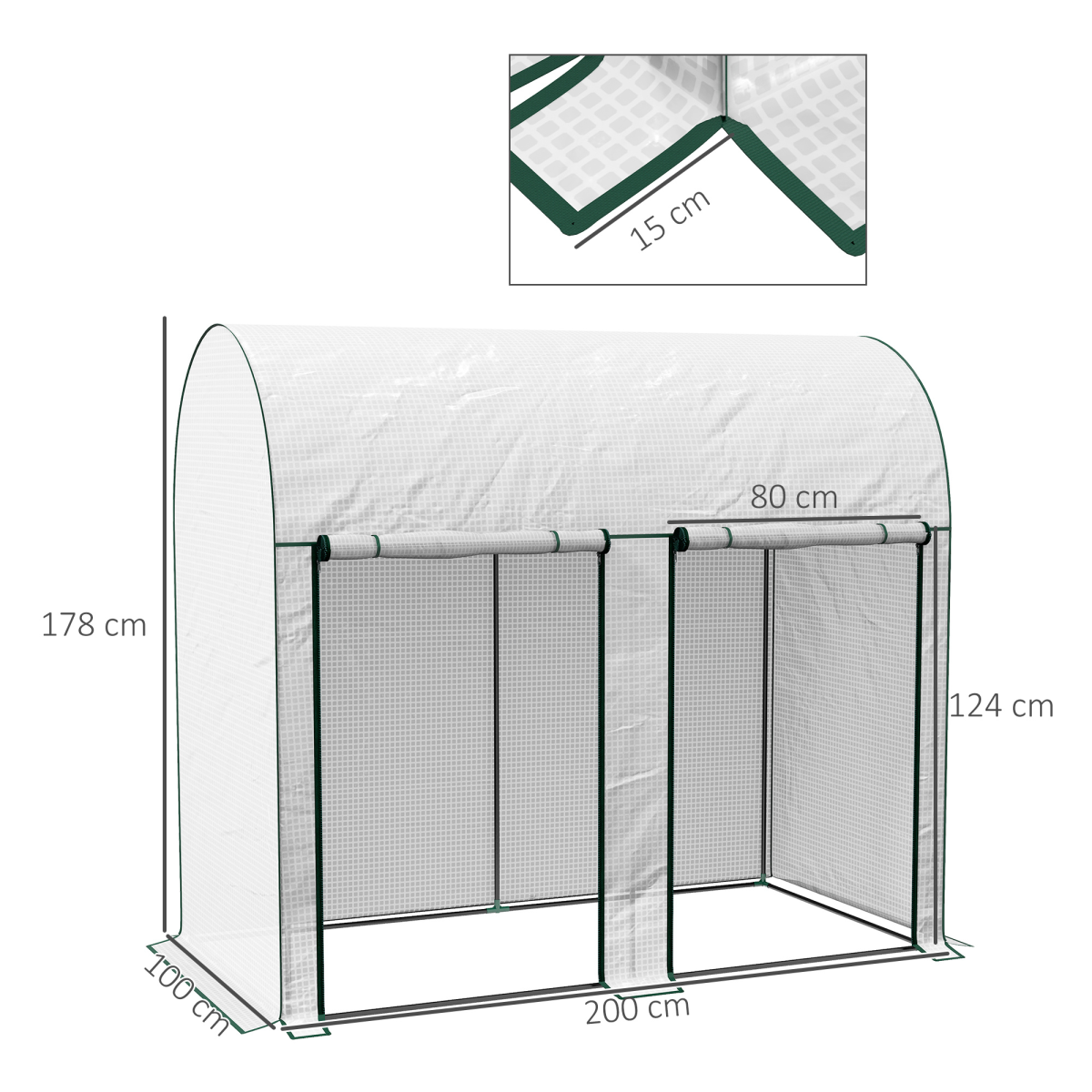 Outsunny 200 x 100 x 178cm Small Tomato Greenhouse with Roll-up Zipped Doors