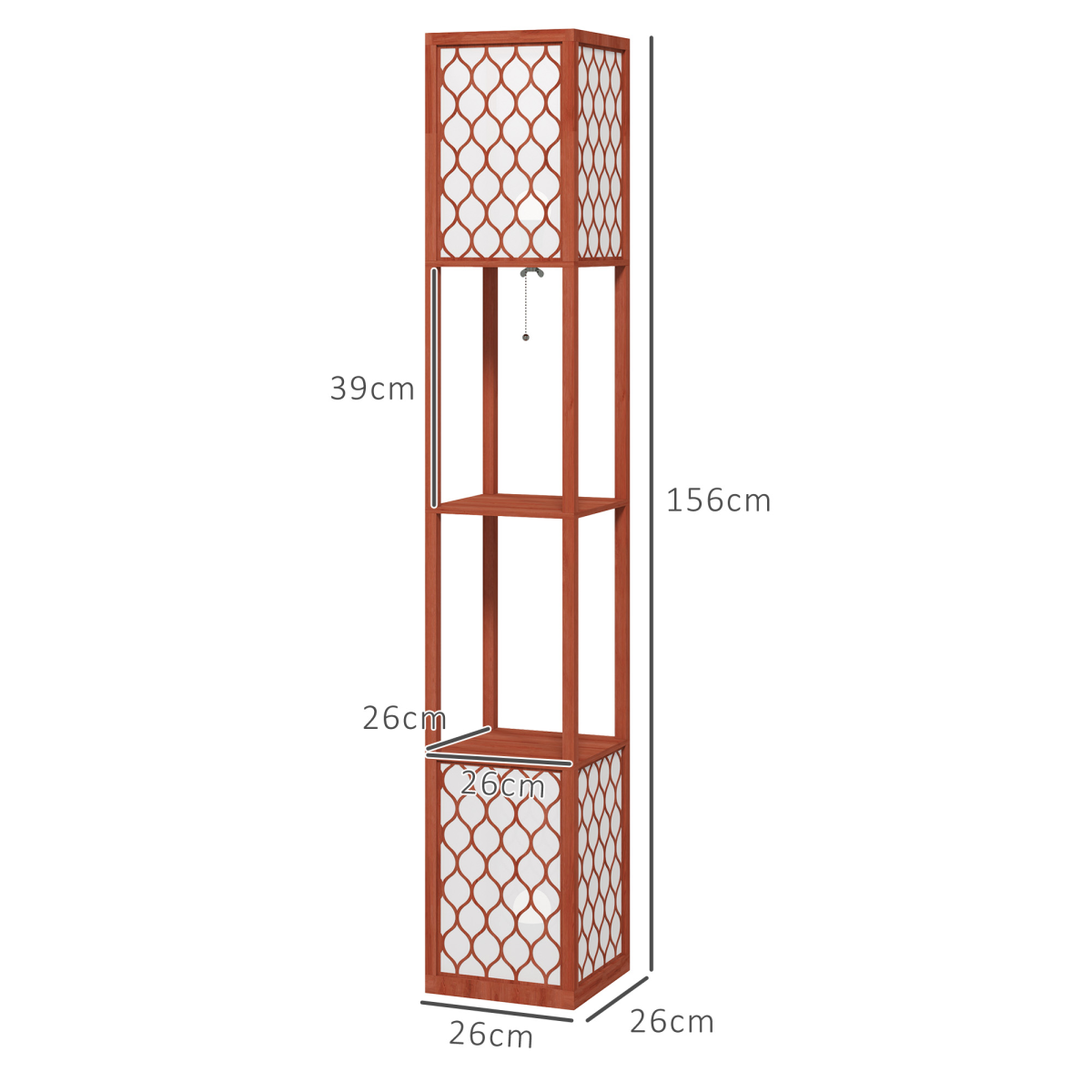 HOMCOM 2-Light Modern Floor Lamp with Shelves for Living Room, Bedroom, Brown