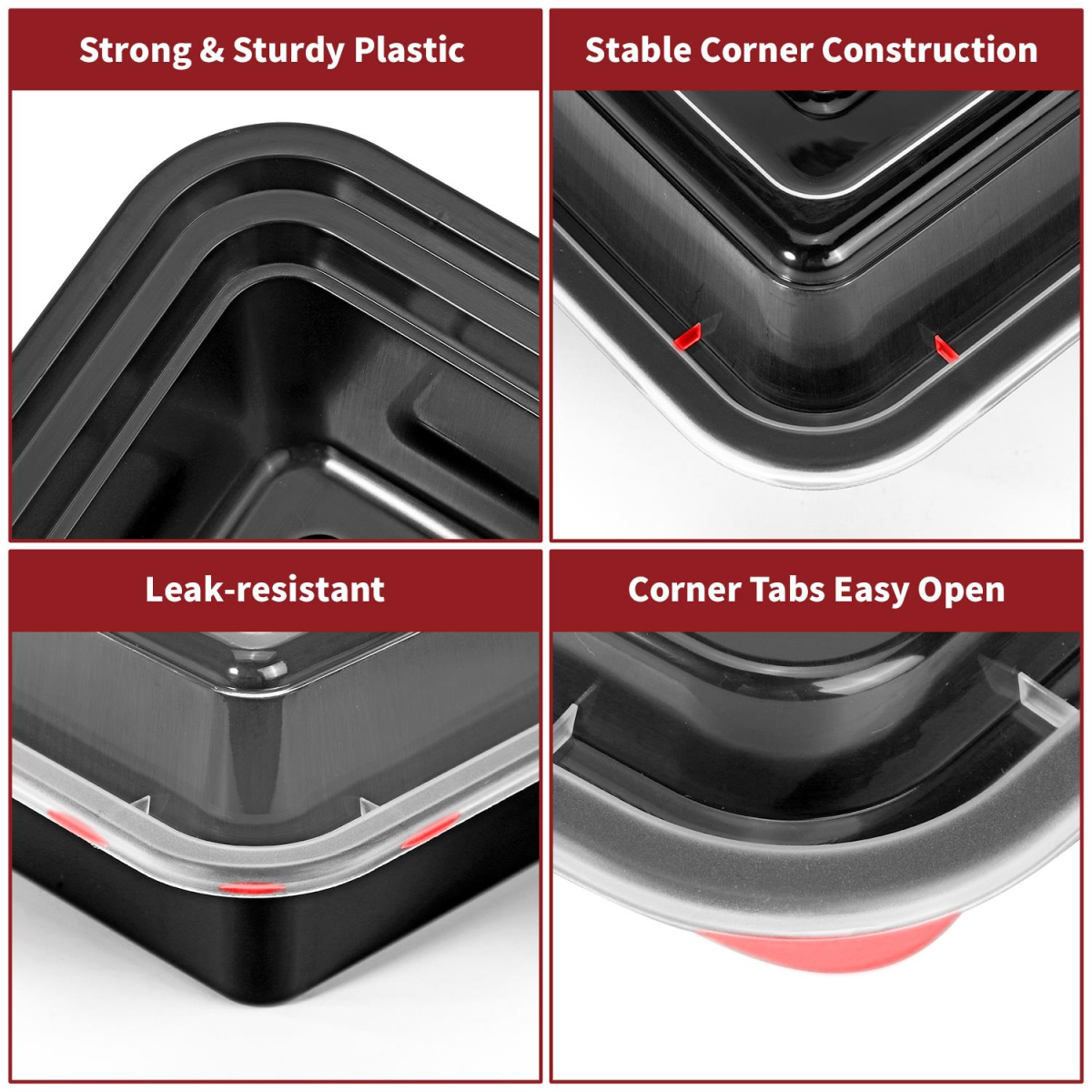 VINSANI 20pk 2 COMPARTMENTS MEAL PREP CONTAINERS 1010475