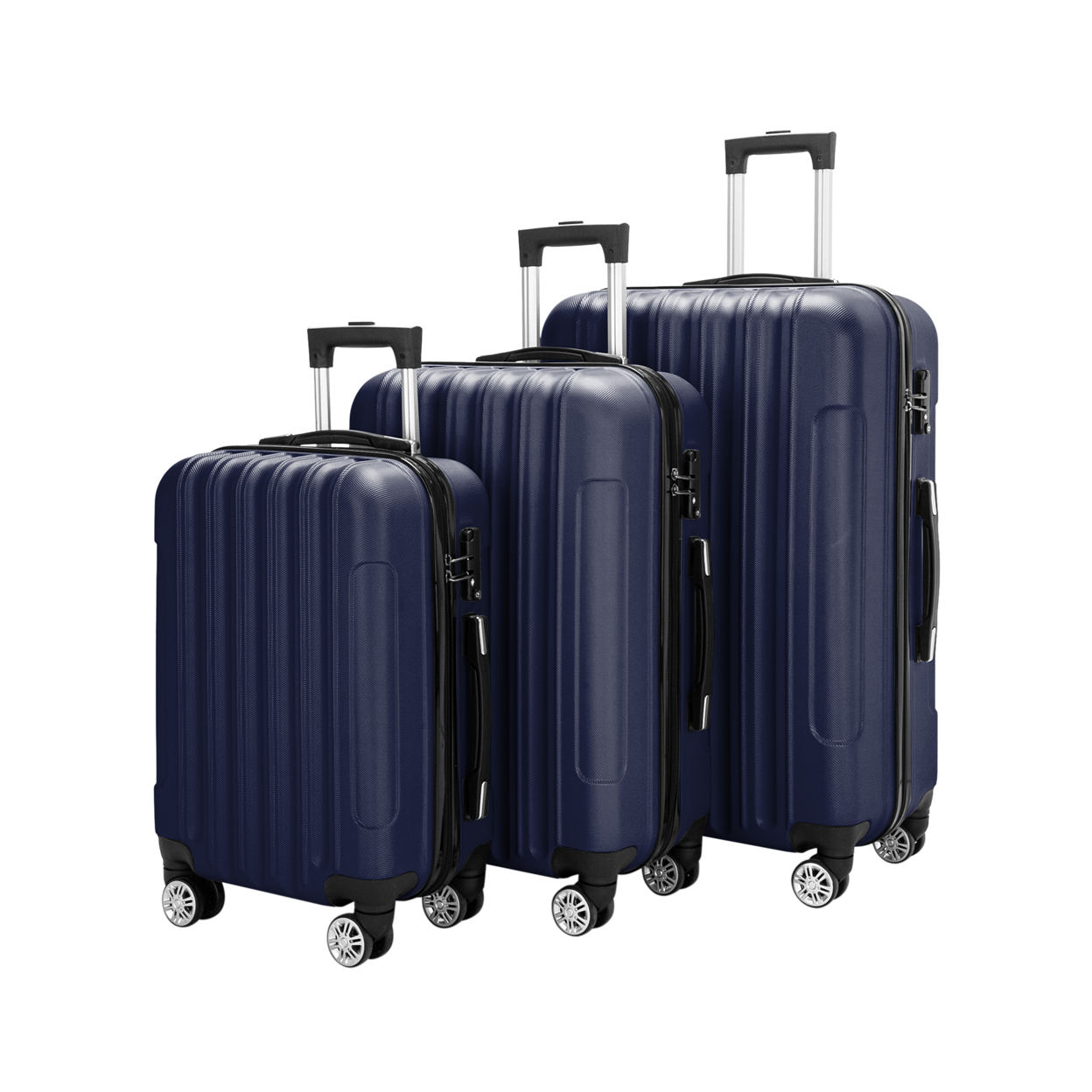 3 Pcs Suitcase Lightweight ABS Carry-on Hand Luggage 4 Spinner Wheels Trolley Case