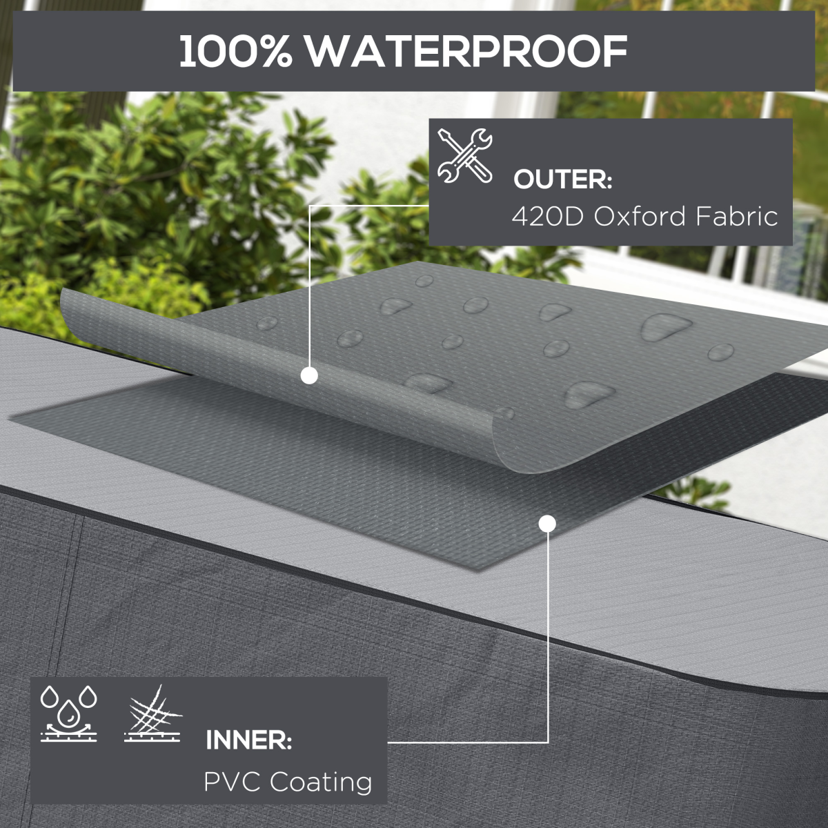 Garden 2-3 Seater Sofa Cover Furniture Water Resistant All-weather Grey