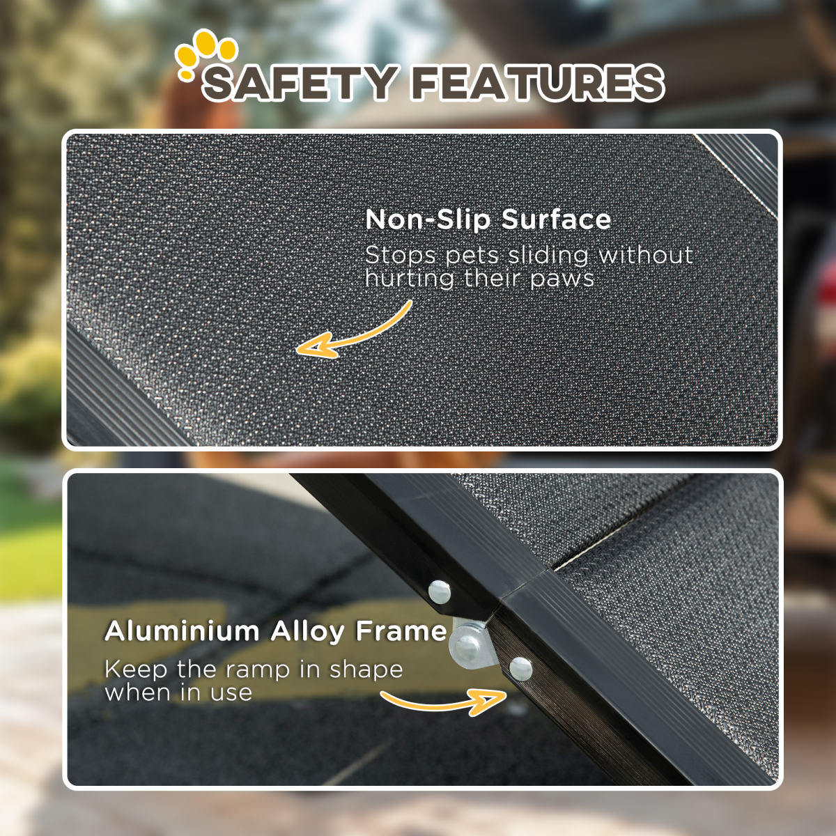 PawHut Folding Dog Ramp for XL Dogs w/ Non-Slip Surface, Portable Car Pet Ramp