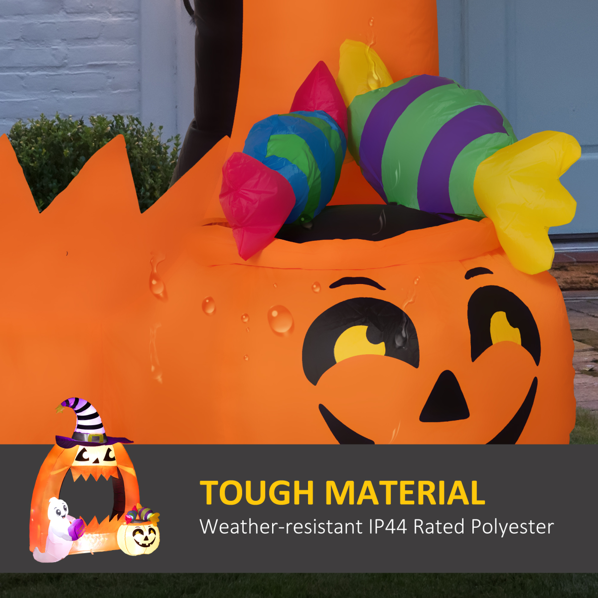 Outsunny 4.9FT Tall Halloween Inflatable Pumpkin Archway w/ Cute Ghost