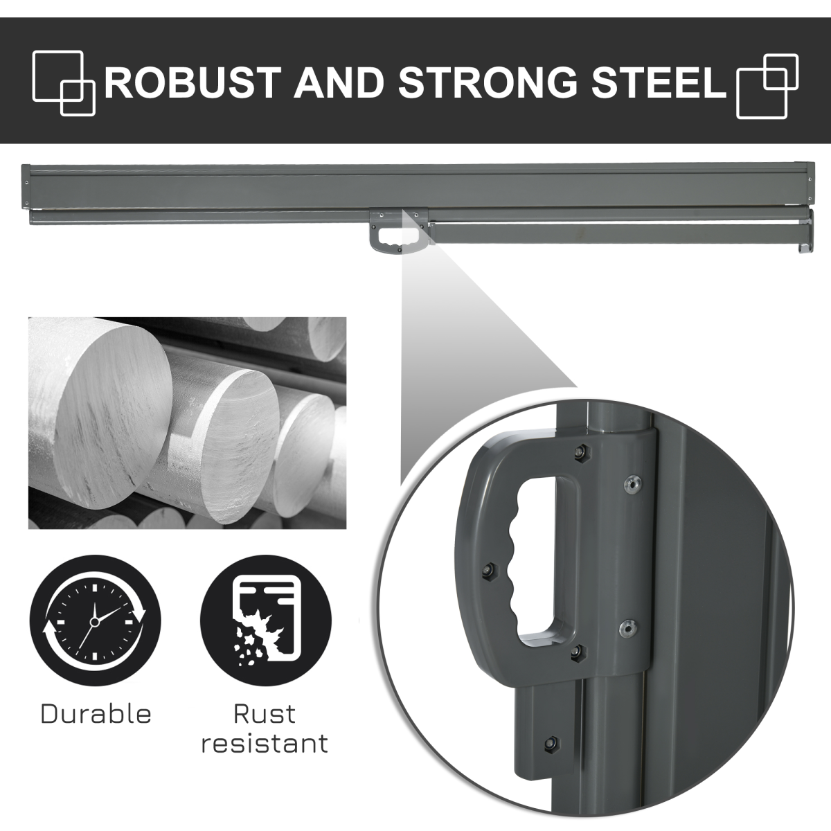3x1.6M Retractable Side Awning Screen Fence Patio Privacy Divider Black