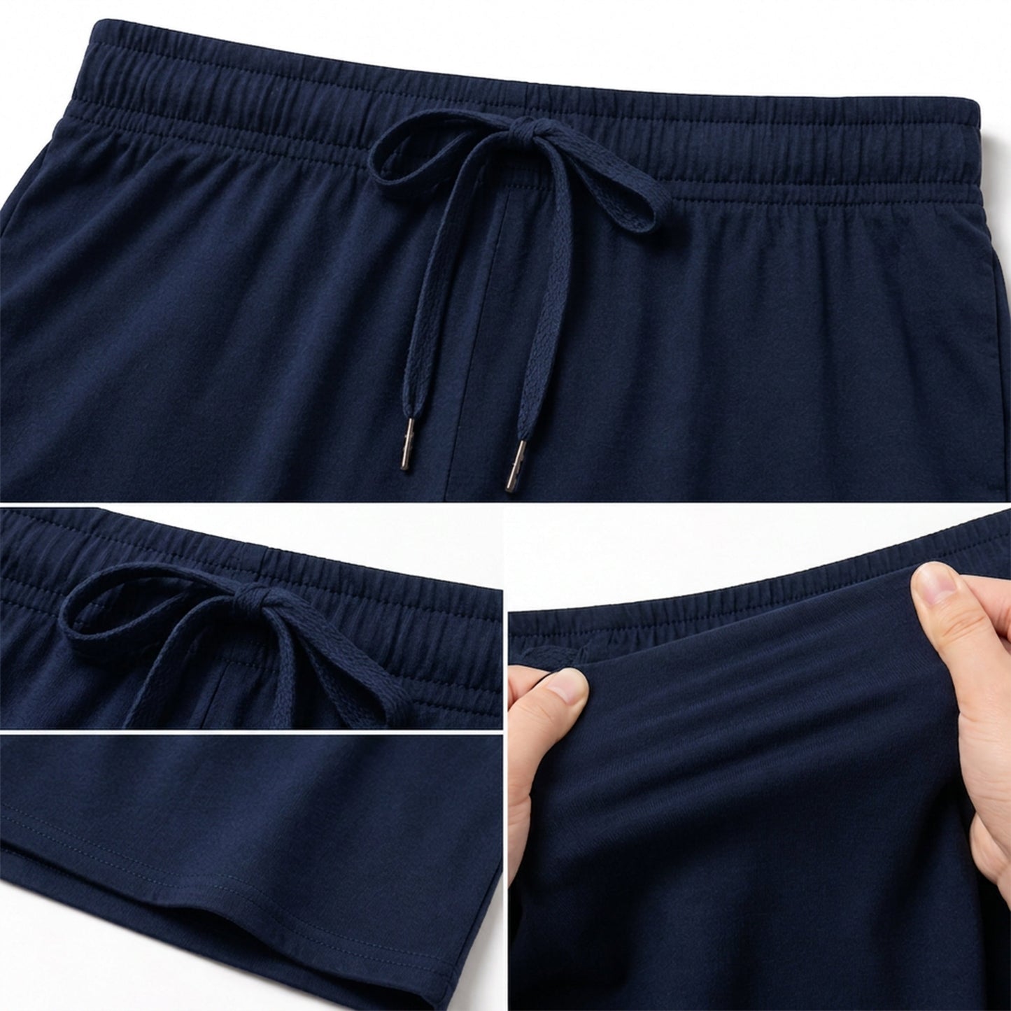 Sock Stack Men's Cotton Lounge Shorts Stretchable 2 Pack Black Navy Grey Durable