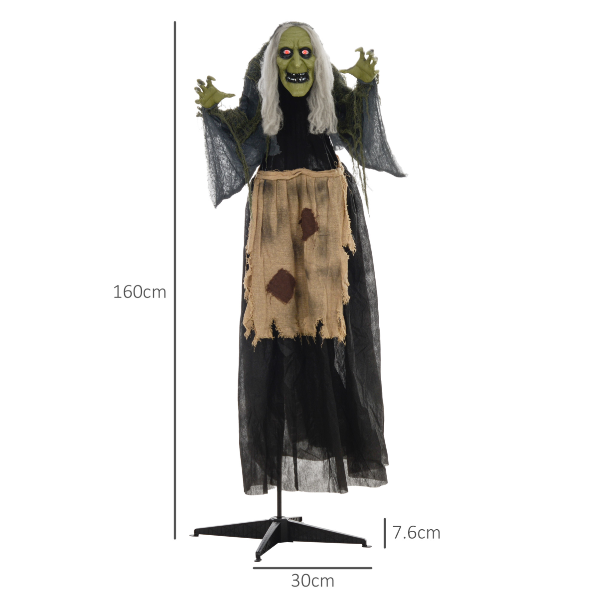 HOMCOM Halloween Witch Animatronic Prop with Sound Activated