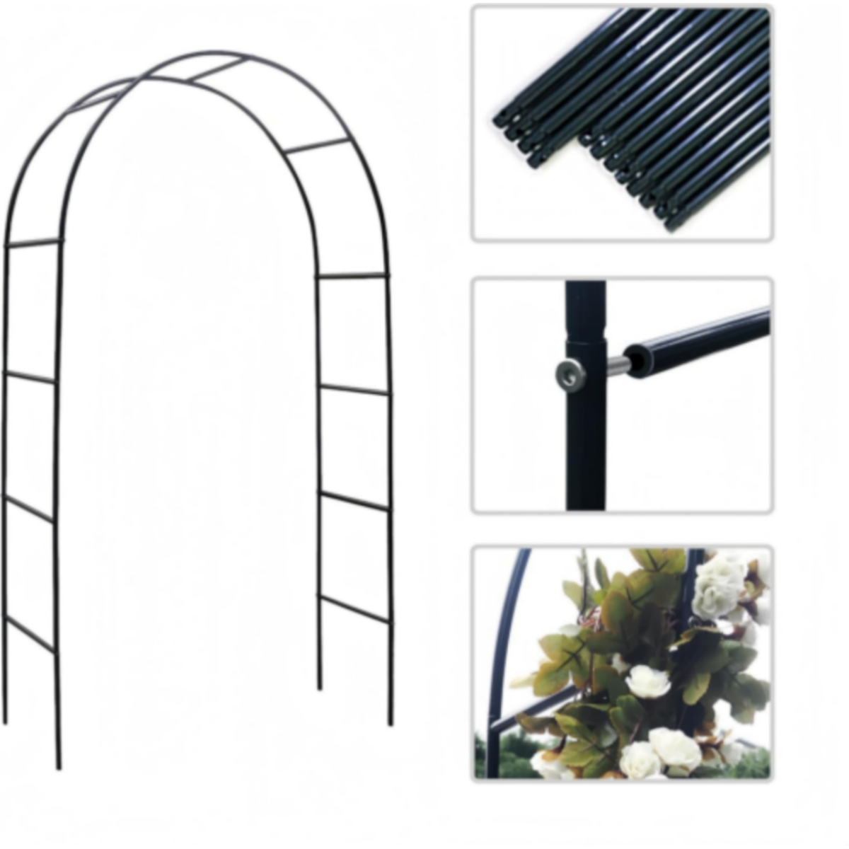 7.9FT Garden Arch Trellis Arched Balloon Climbing Plant Metal Tubular Archway