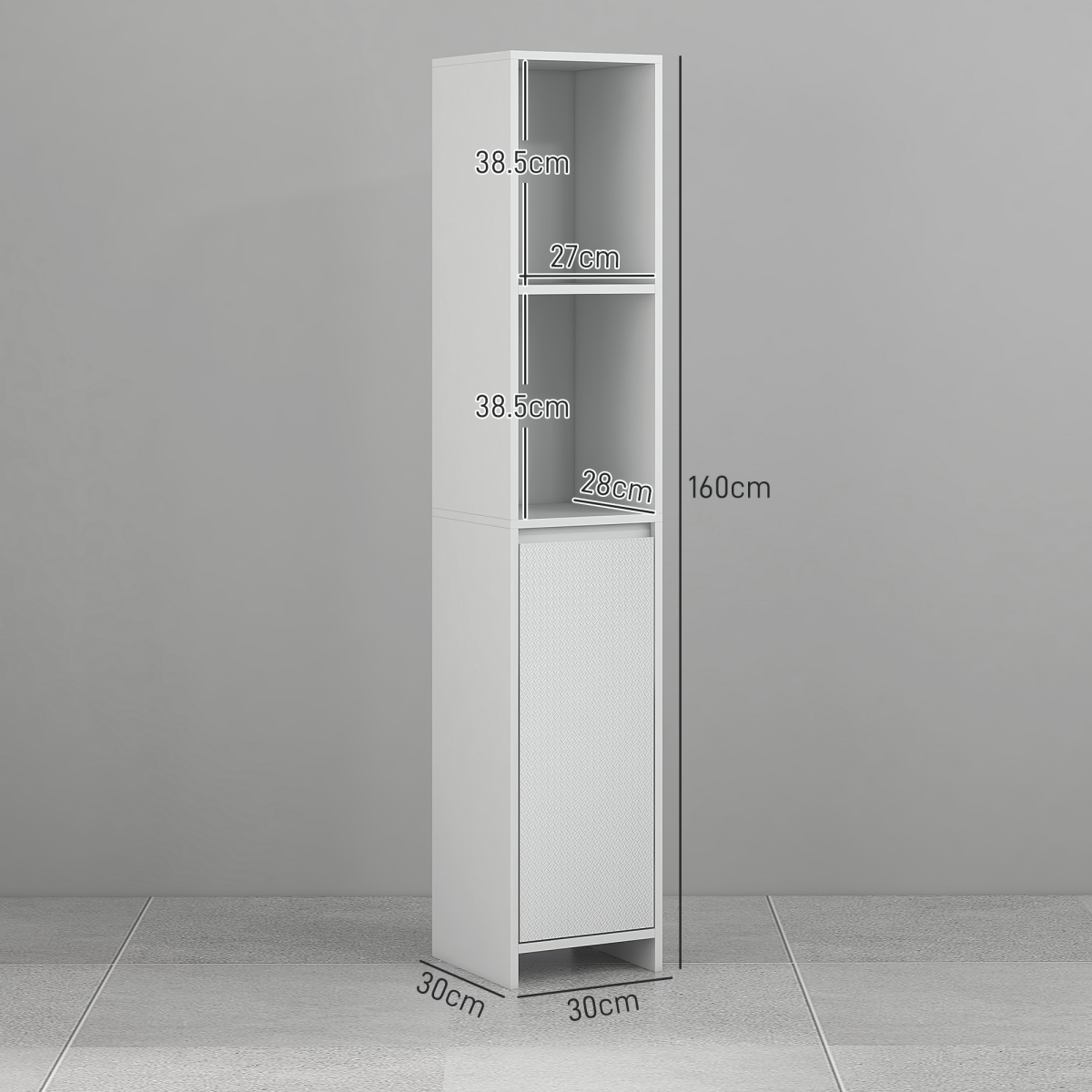 HOMCOM Narrow Bathroom Cabinet, Slim Bathroom Cupboard, White
