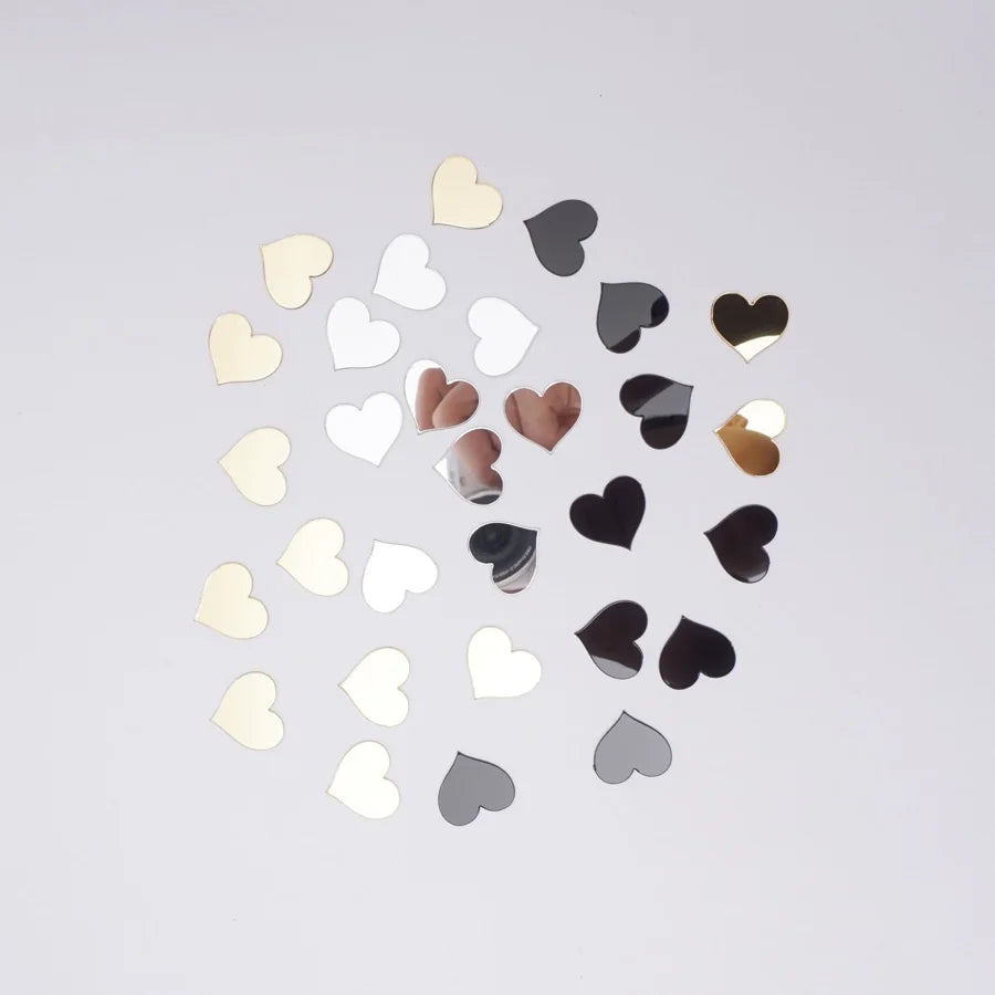 Acrylic Mirror Heart Wall Stickers - 100 Pieces for Stylish Home Décor