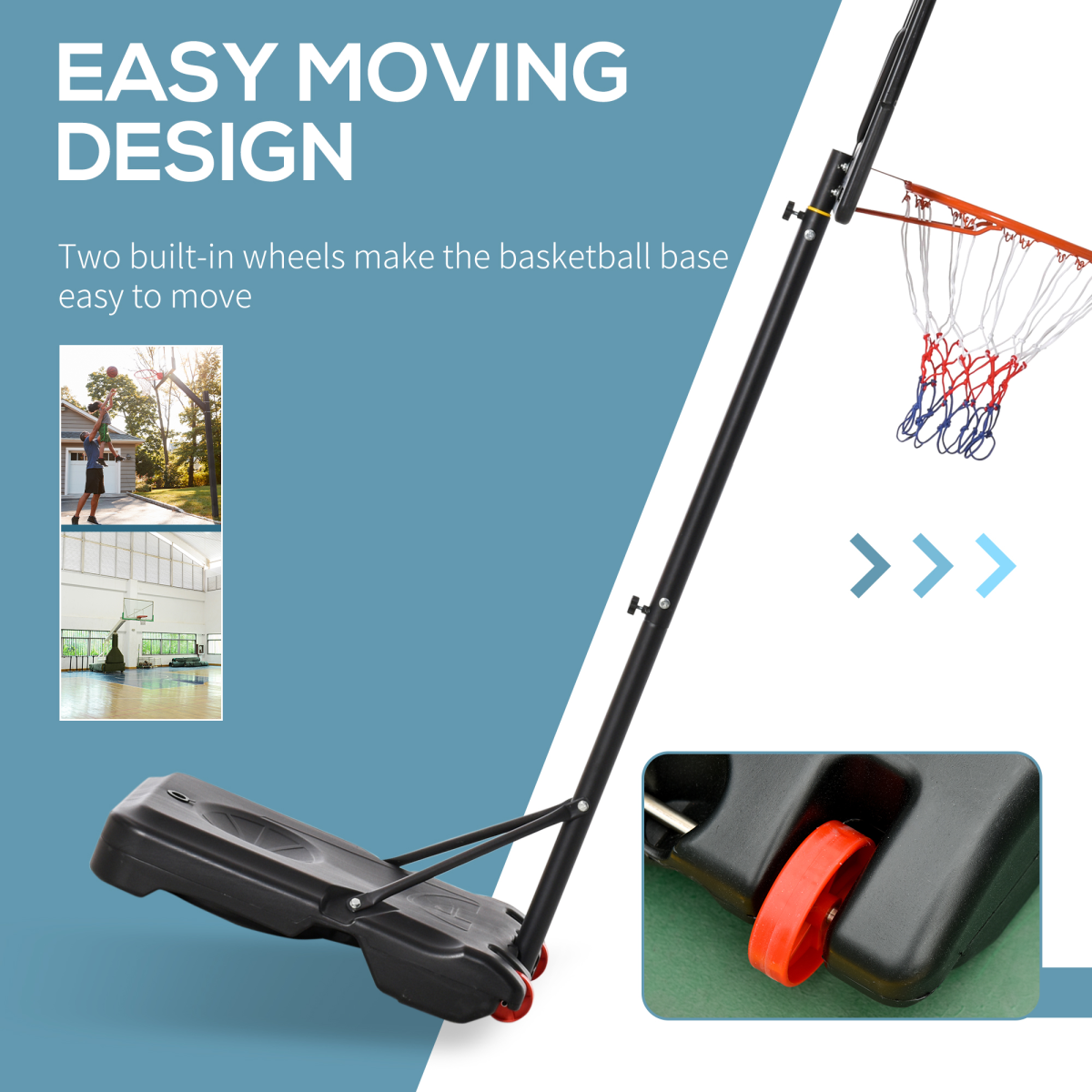 Portable Basketball Stand 160-210cm Adjustable Height Sturdy Rim Hoop Base Net