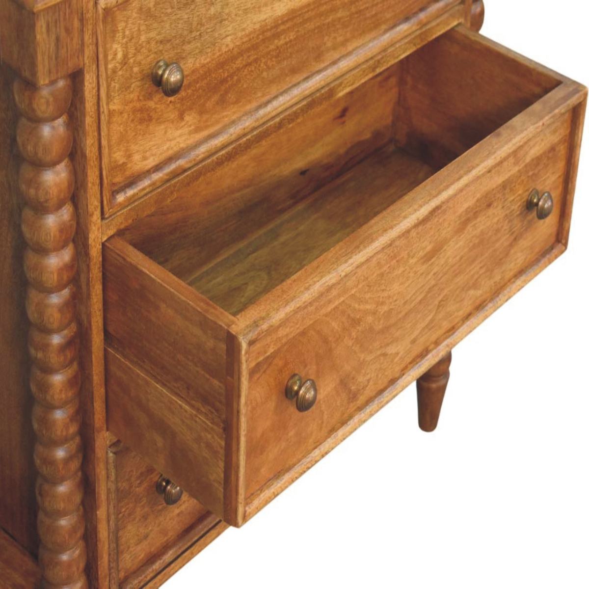 Artisan Furniture Solid Wood Spindle Chest, 3 Drawers, Brown