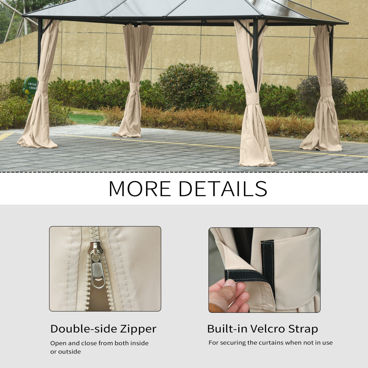 4 Pack Gazebo Replacement Sidewalls Privacy Panel for 3 x 4m Gazebo Outsunny