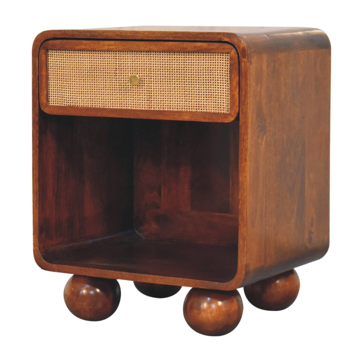 Artisan Furniture Solid Wood Chestnut Open Woven Bedside