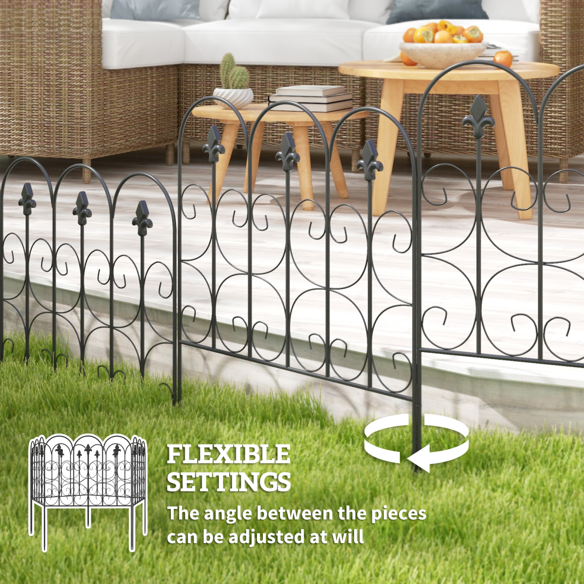 Outsunny 5PCs Decorative Garden Fencing Metal Border Edging